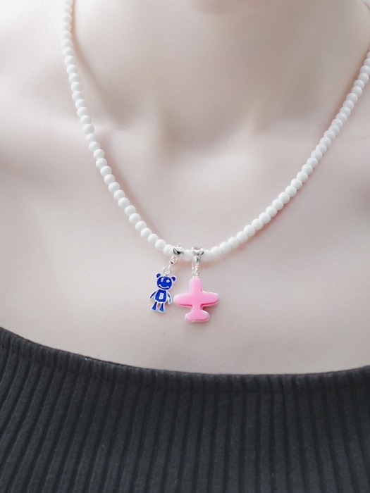 Color enamel BONBEAU ami bear silver pendant 컬러 에나멜 곰돌이 실버 펜던트