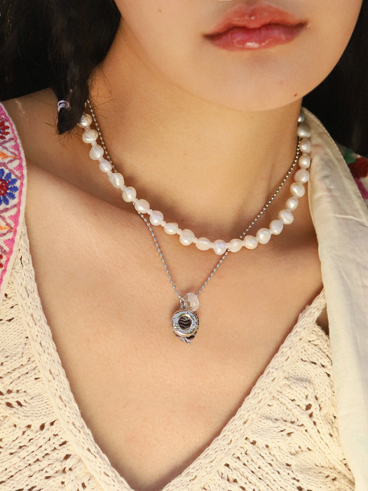 Summer Pebble Pearl Necklace (2color)