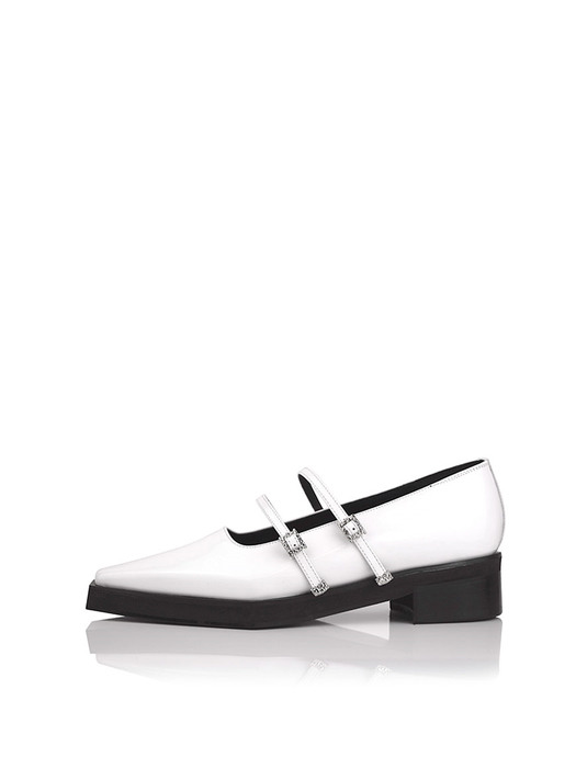 Ore two strap buckle loafer white