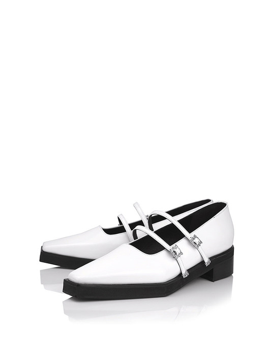 Ore two strap buckle loafer white