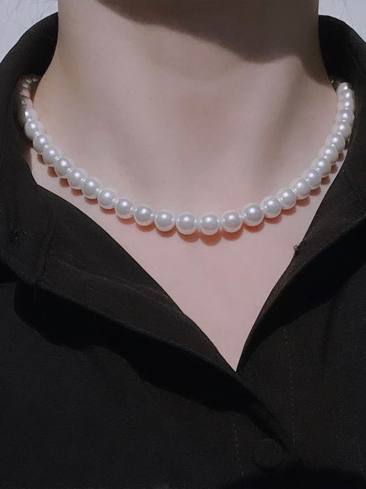 Glanz Pearl Necklace 8mm 실버 진주 목걸이 (Silver925)