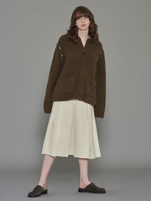 BOUCLE KNIT CARDIGAN (brown)