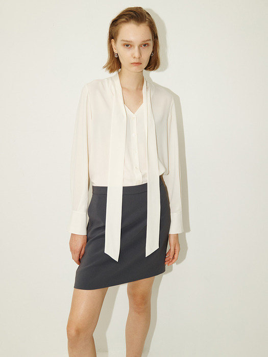 [Drama Signature] Tie-Collar Silky Blouse_3color