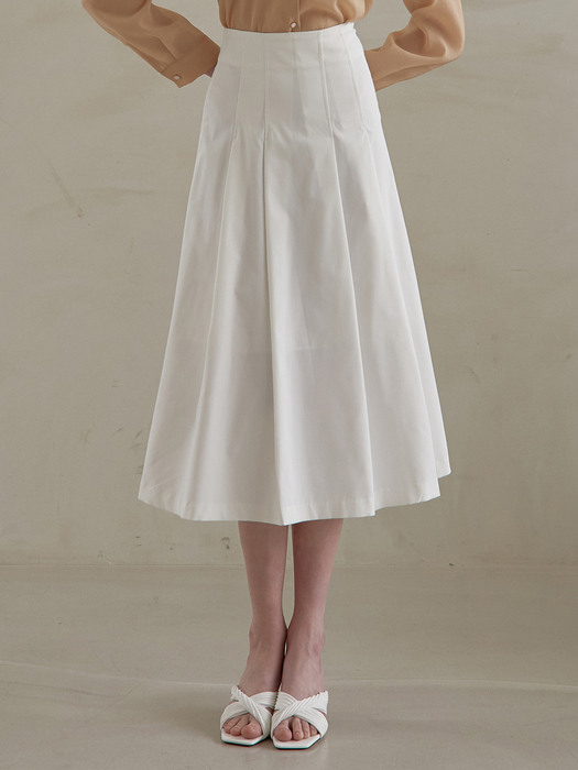 j973 pintuck long skirt (white)