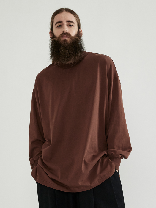 CB OVERFIT ROUND LONG SLEEVE  (BROWN)