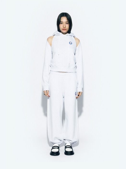 WIDE JOGGER PANTS WHITE MELANGE