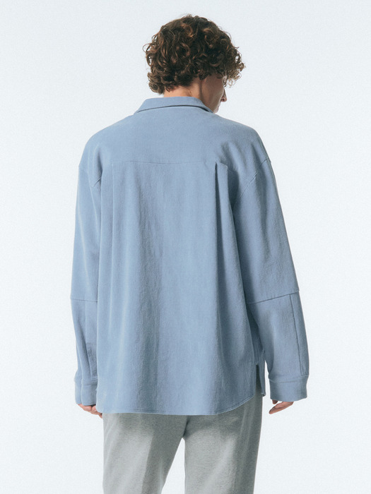 오버핏 집업 셔츠 자켓_SKY BLUE