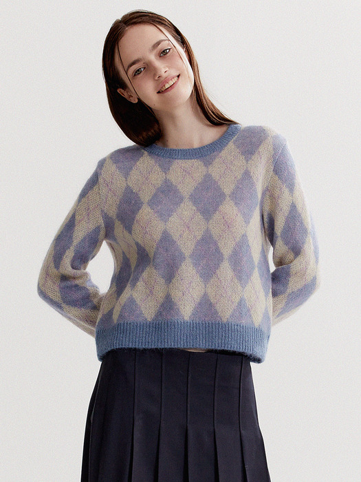 Argyle Mohair knit_2color