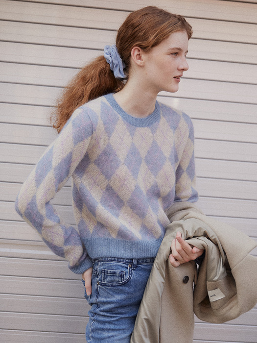 Argyle Mohair knit_2color