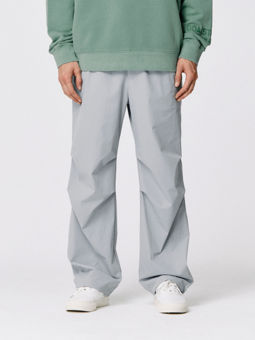 DRAWSTRING STRETCH PANTS-LIGHT GREY