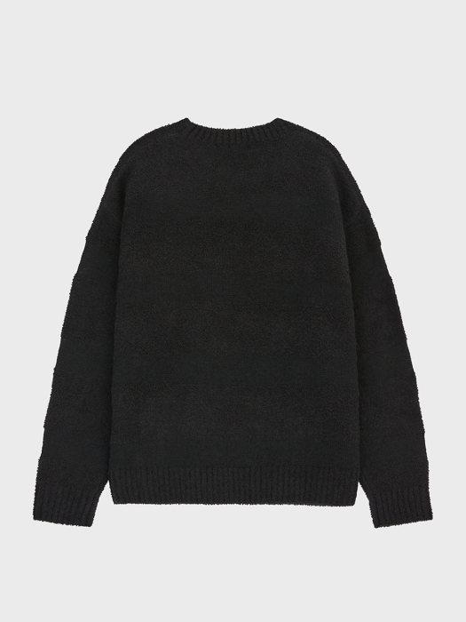 모헤어 부클 보더 스웨터 (블랙)