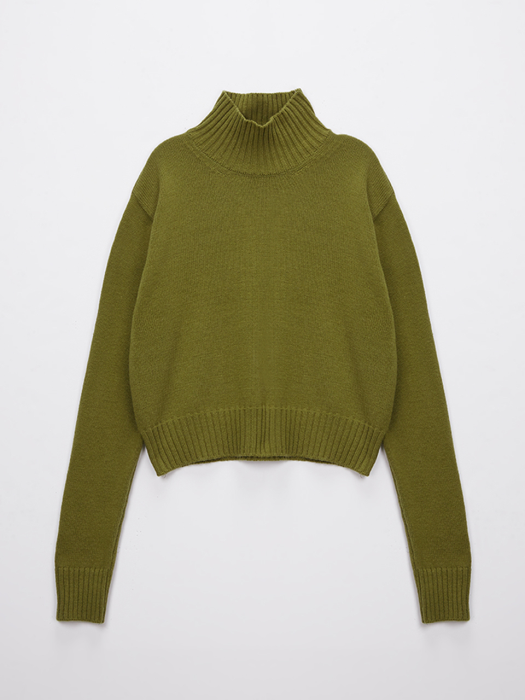 CLASSIC TURTLE NECK CROP PULLOVER_OLIVE
