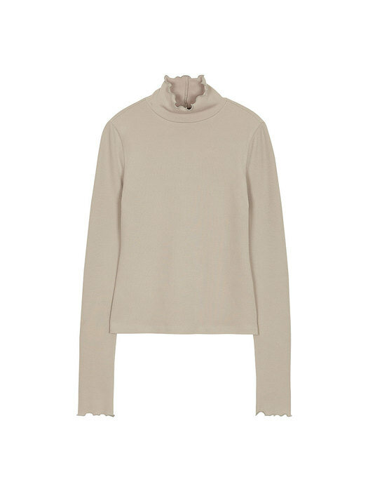 Turtle Neck Solid T-Shirts in Beige VW2AE327-91