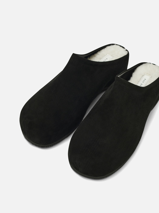 Round platform clogs Suede Black