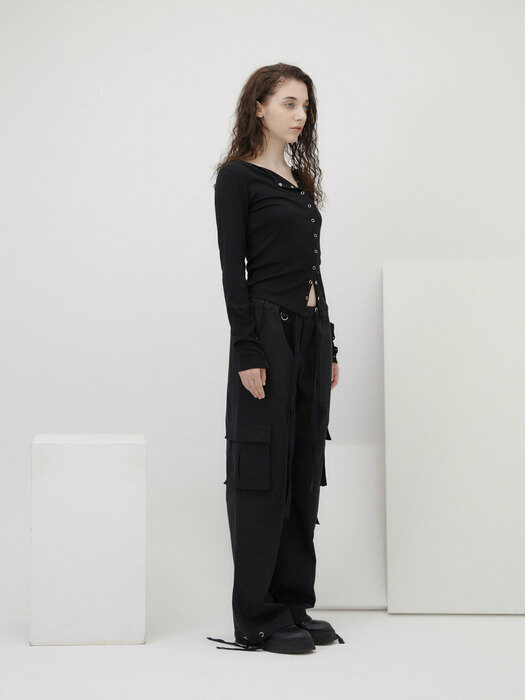 Cotton cargo pants - Black