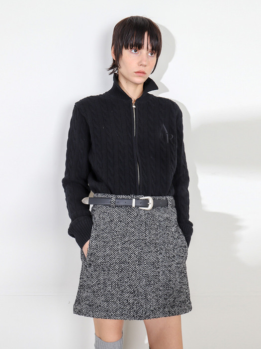 Skirt Mini Harringbone Black