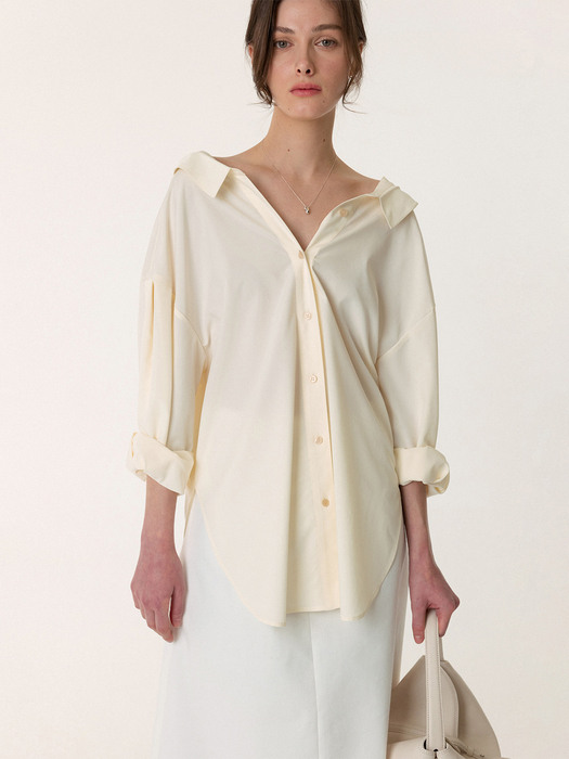 SS23 Two-Way Open Collar Shirt Cream