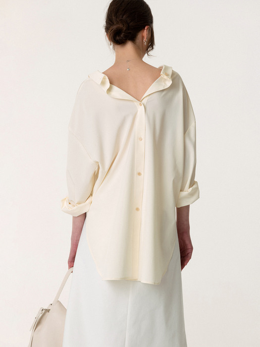 SS23 Two-Way Open Collar Shirt Cream