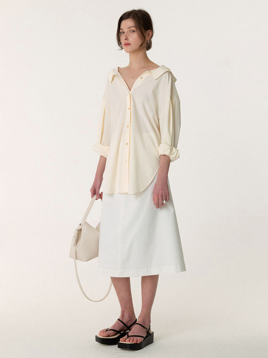 SS23 Two-Way Open Collar Shirt Cream