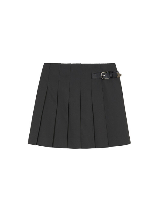 Belt Pleats Skirt in D/Grey VW3SS100-13