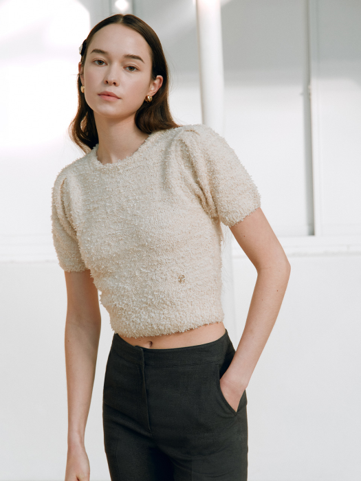 PUFF KNIT TOP IVORY