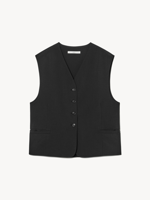 STANDARD WOOL FABRIC VEST_BLACK