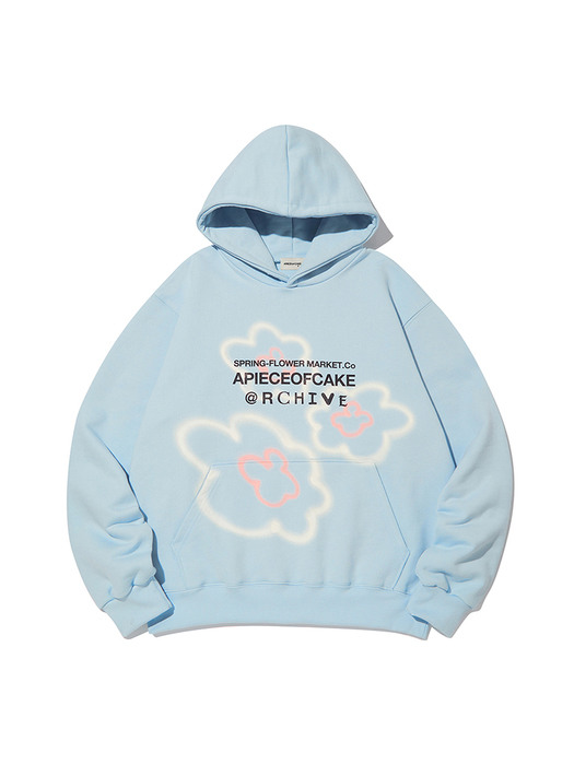 Flower bear hoodie_sky blue