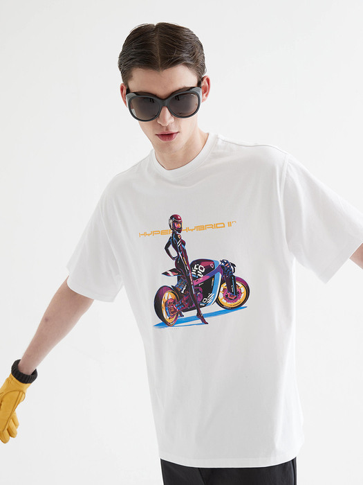 [UNISEX] Biker Girl Printed Tshirt White