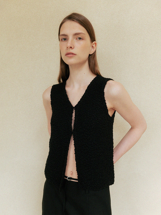 cotton knit vest (black)