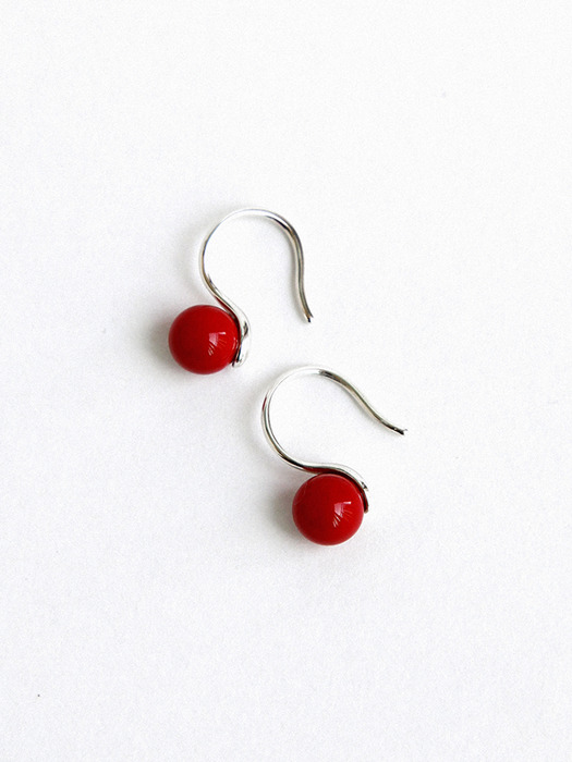 tiny red ball earring 