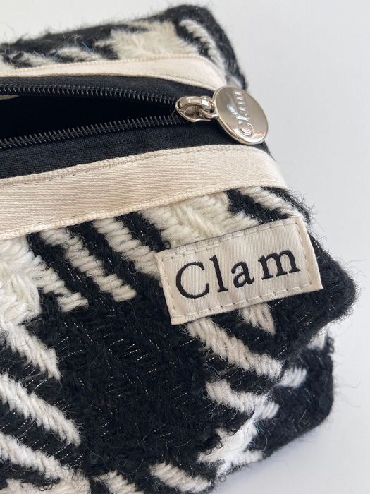 Clam round pouch _ Twinkle tweed