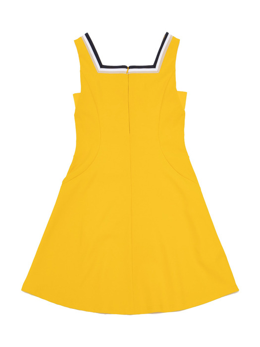 ACTIVE SQUARE NECK WOVEN DRESS - YELLOW