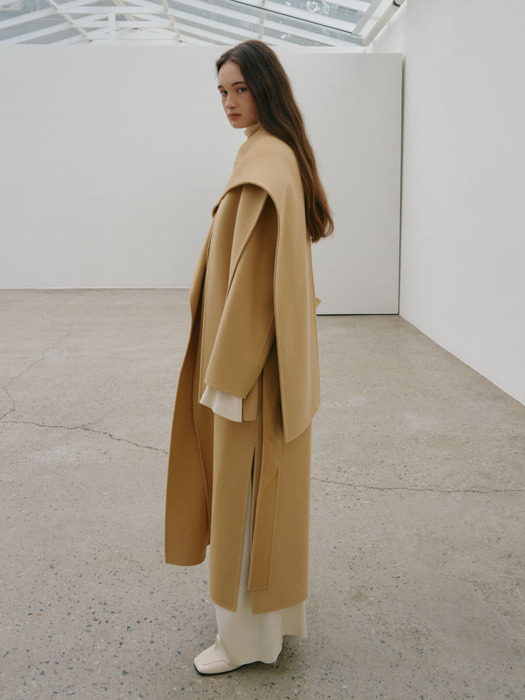 PONT NEUF Cashmere Handmade Unbalance Muffler_Creamy Camel
