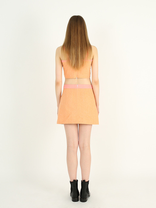 [23SS]Mixed denim mini skirt_Orange