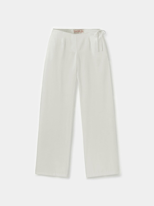 White Silky Ribbon Pants