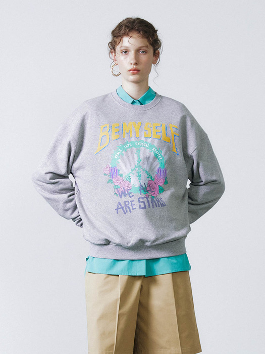 Peacemark Graphic Sweatshirt in L/Grey VW3AE102-11