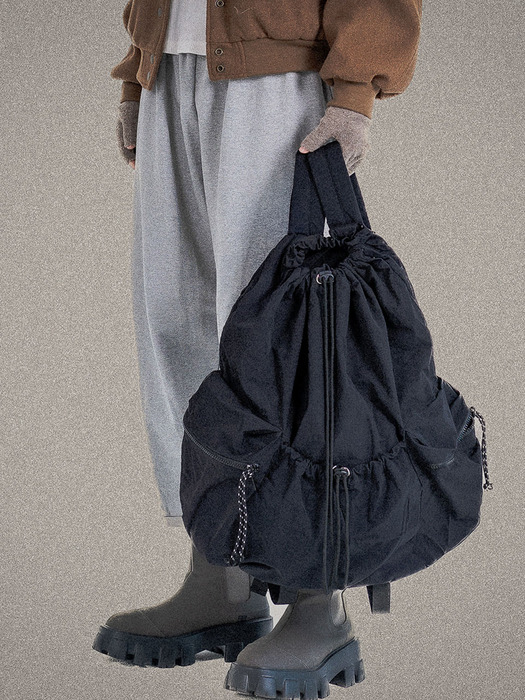 Drawstring nylon backpack Black