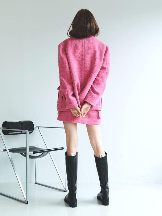 [단독] Anubis Tweed Mini Skirt_Pink