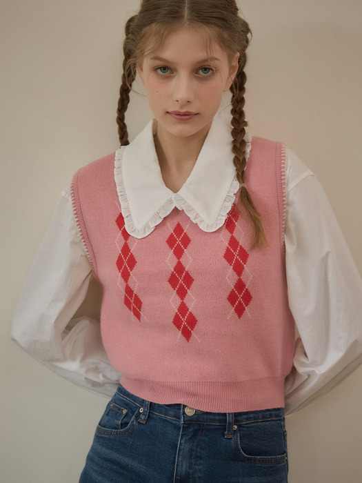 KN4236 Eze argyle vest_Pink