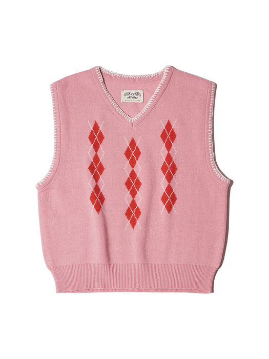 KN4236 Eze argyle vest_Pink