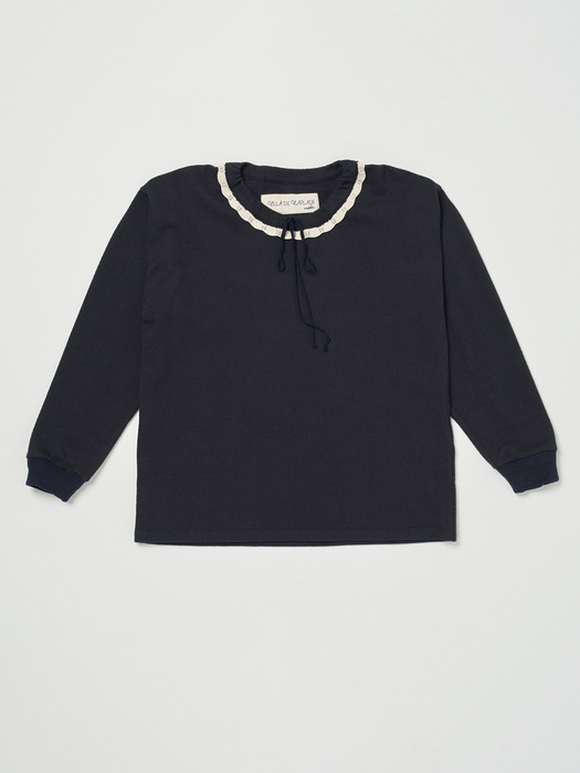 Via Lace strap sweat shirt (Navy)