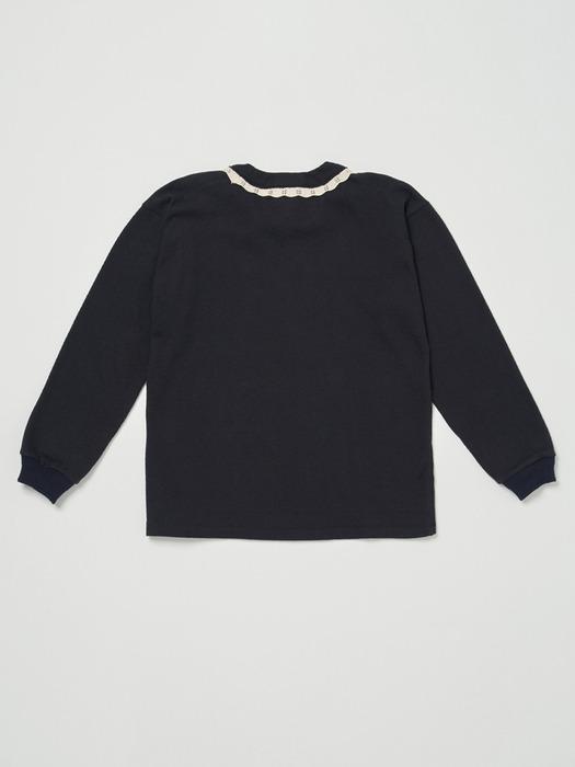 Via Lace strap sweat shirt (Navy)