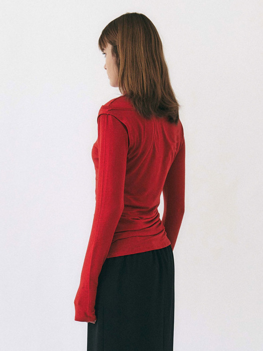 Layered Turtle Neck Top (Red)