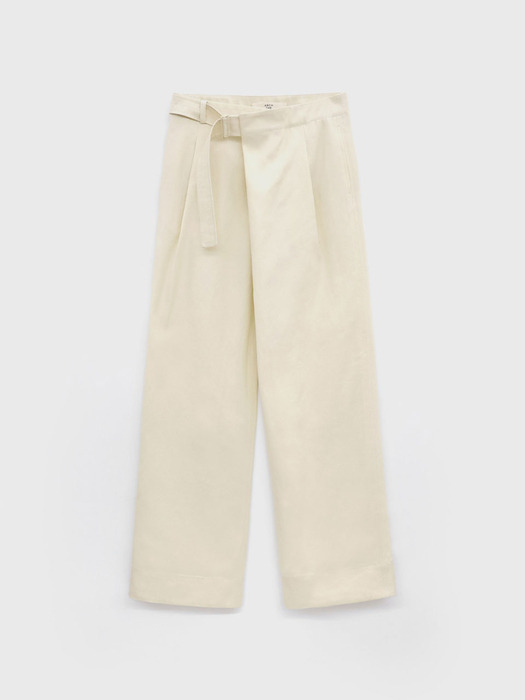 Cotton Rap Belited Pants - Cream