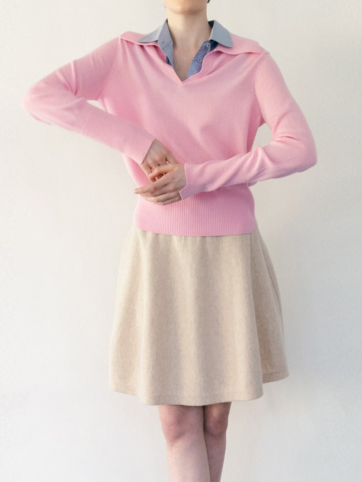 Wool Flare Knit Skirt  Beige Ivory(WE395UC460) (WE395UC460)