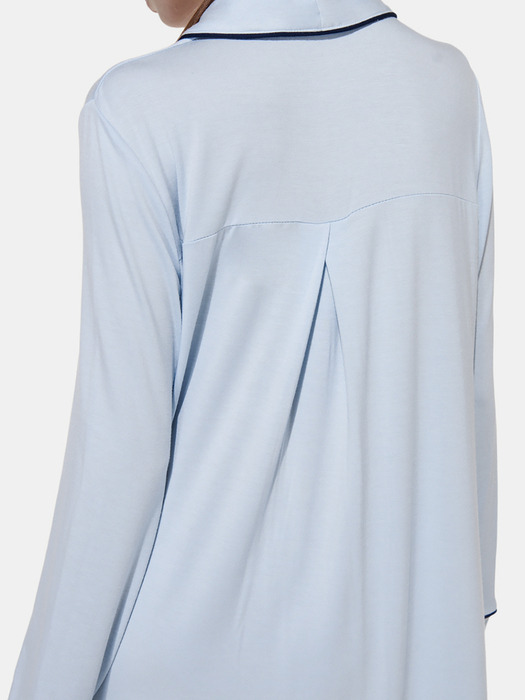 Classic Elegant Night Shirt_Sky blue