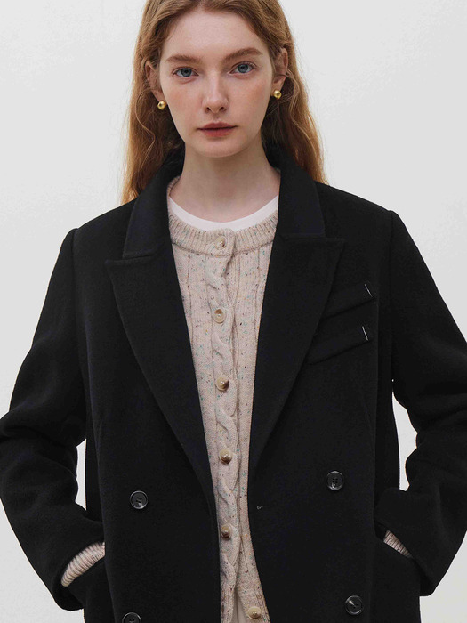 WD_Double button suit woolen coat_BLACK