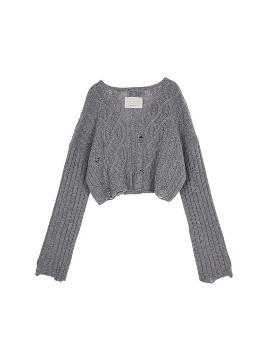 CABLE SHAWL CARDIGAN IN GREY