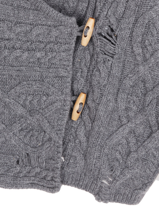 CABLE SHAWL CARDIGAN IN GREY