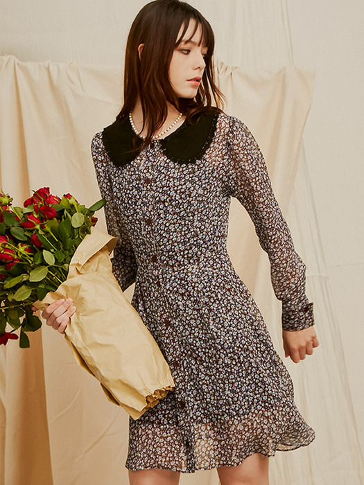 Rachal Flower Flare Collar Dress_Blue